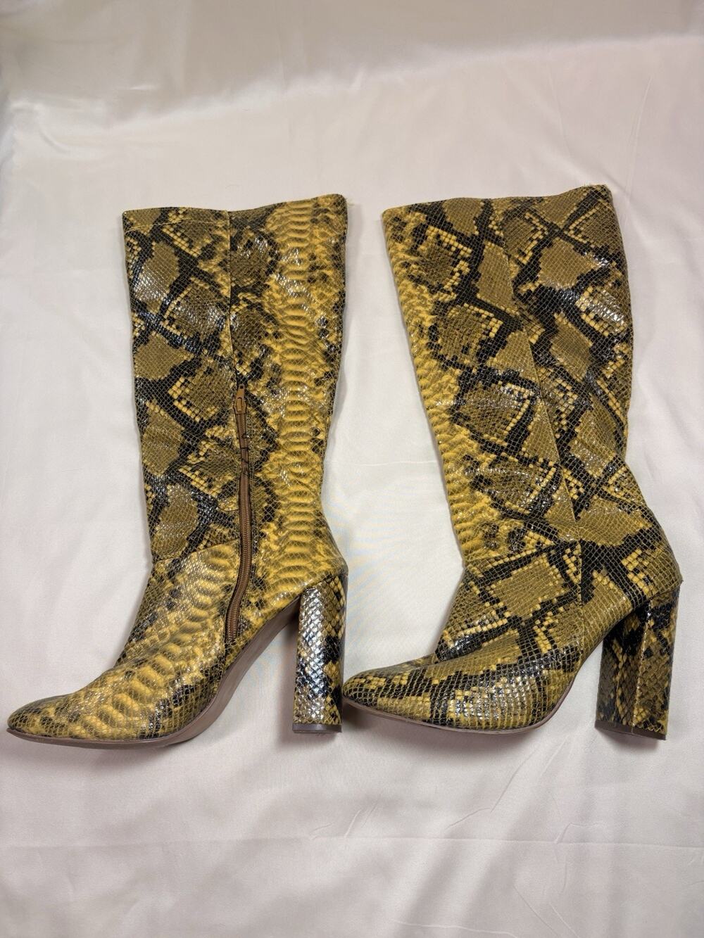 Just Fab Snake Skin Print High Heeled Boots Size 10 - 4 Inch Heel